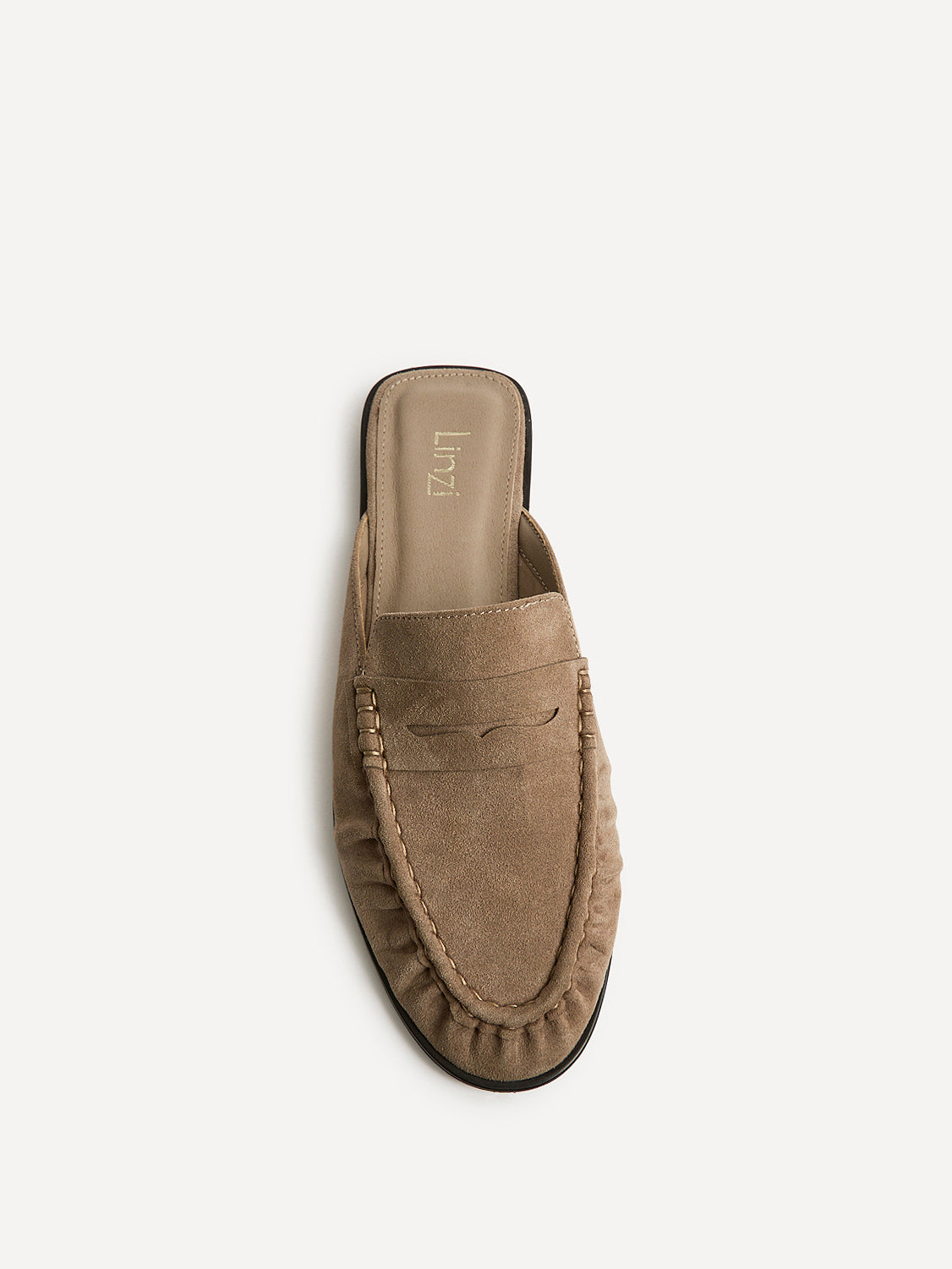 Intro Taupe Suede Leather Slip On Mules