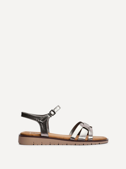 Isabel Pewter Faux Leather Sandals