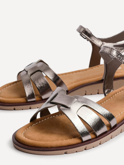 Isabel Pewter Faux Leather Sandals
