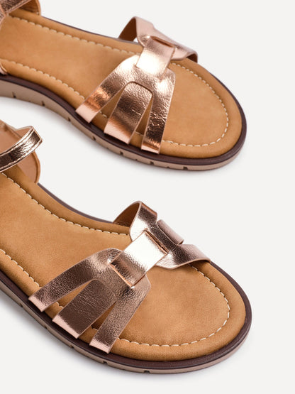 Isabel Rose Gold Faux Leather Sandals