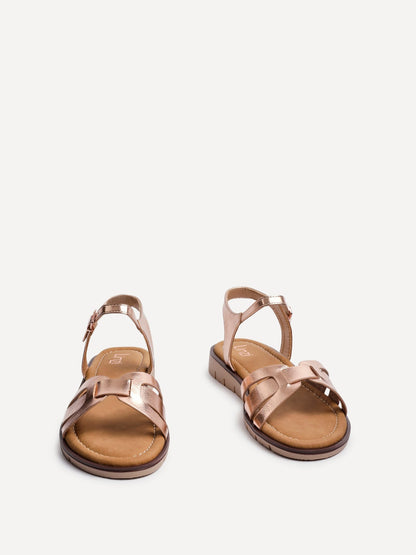 Isabel Rose Gold Faux Leather Sandals