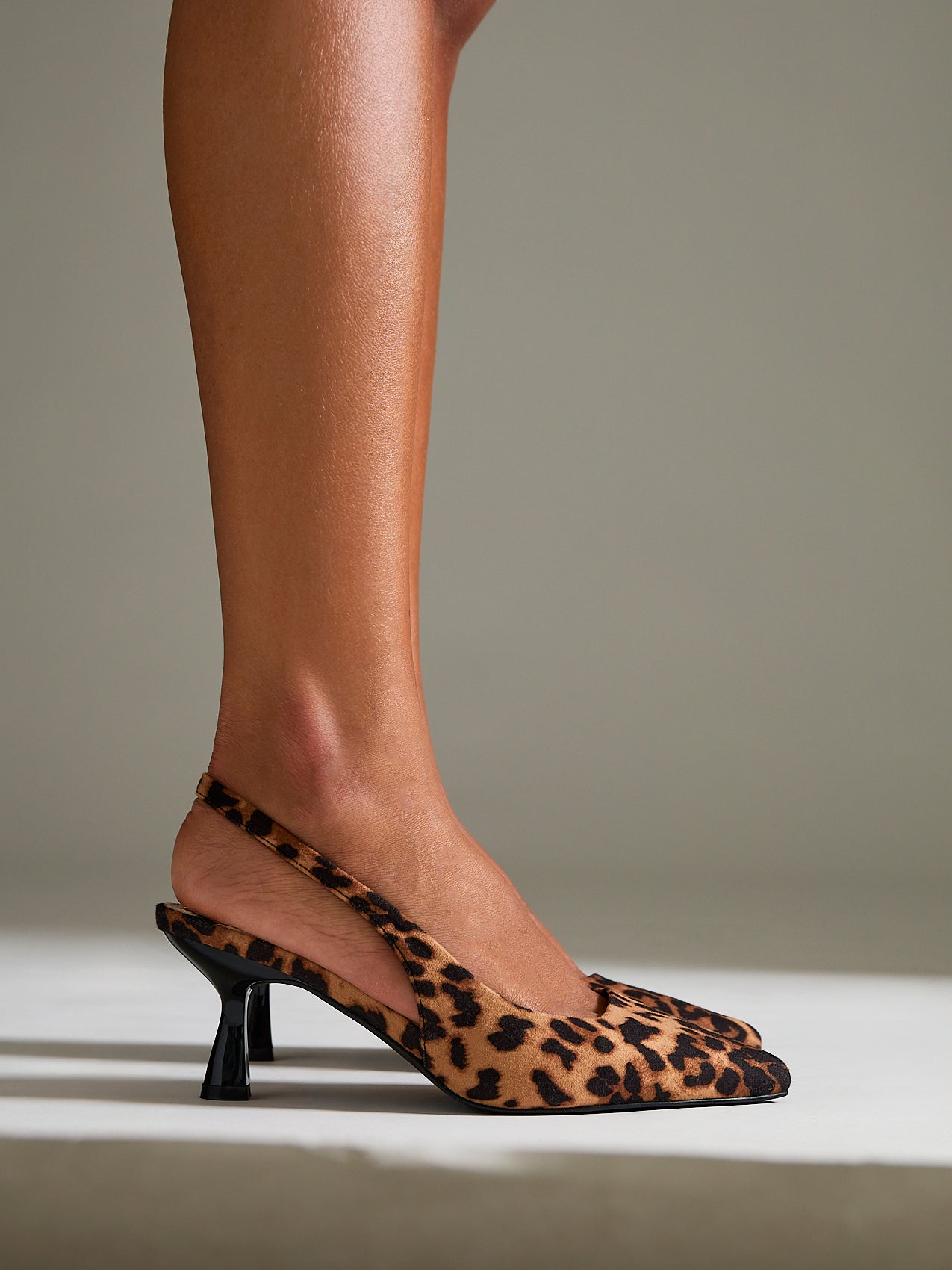 Izzie Wide Fit Leopard Print Court Heels
