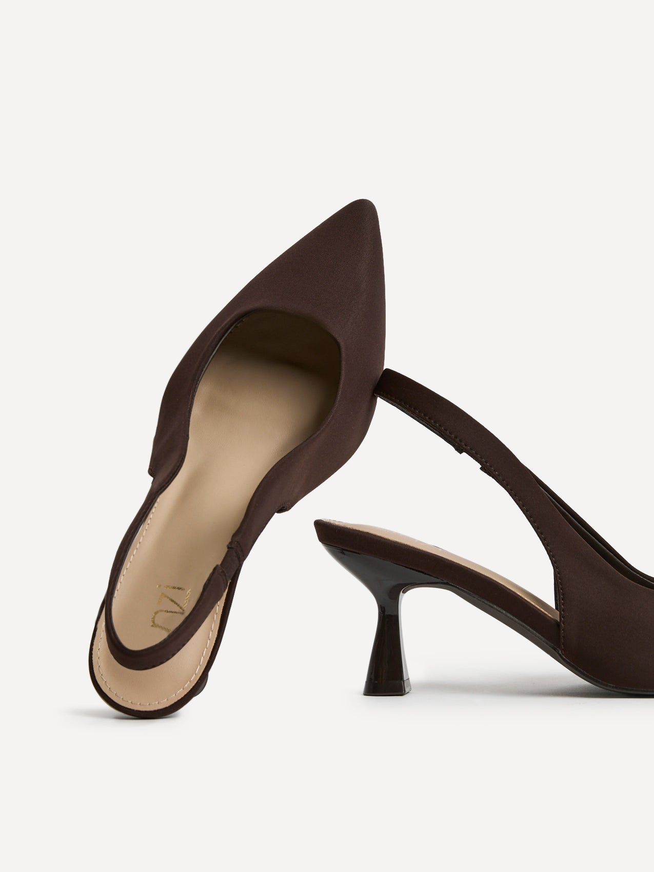 Izzie Wide Fit Brown Lycra Court Heels
