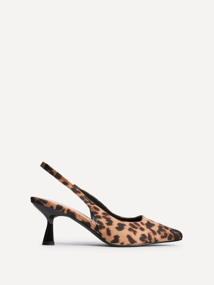 Izzie Wide Fit Leopard Print Court Heels