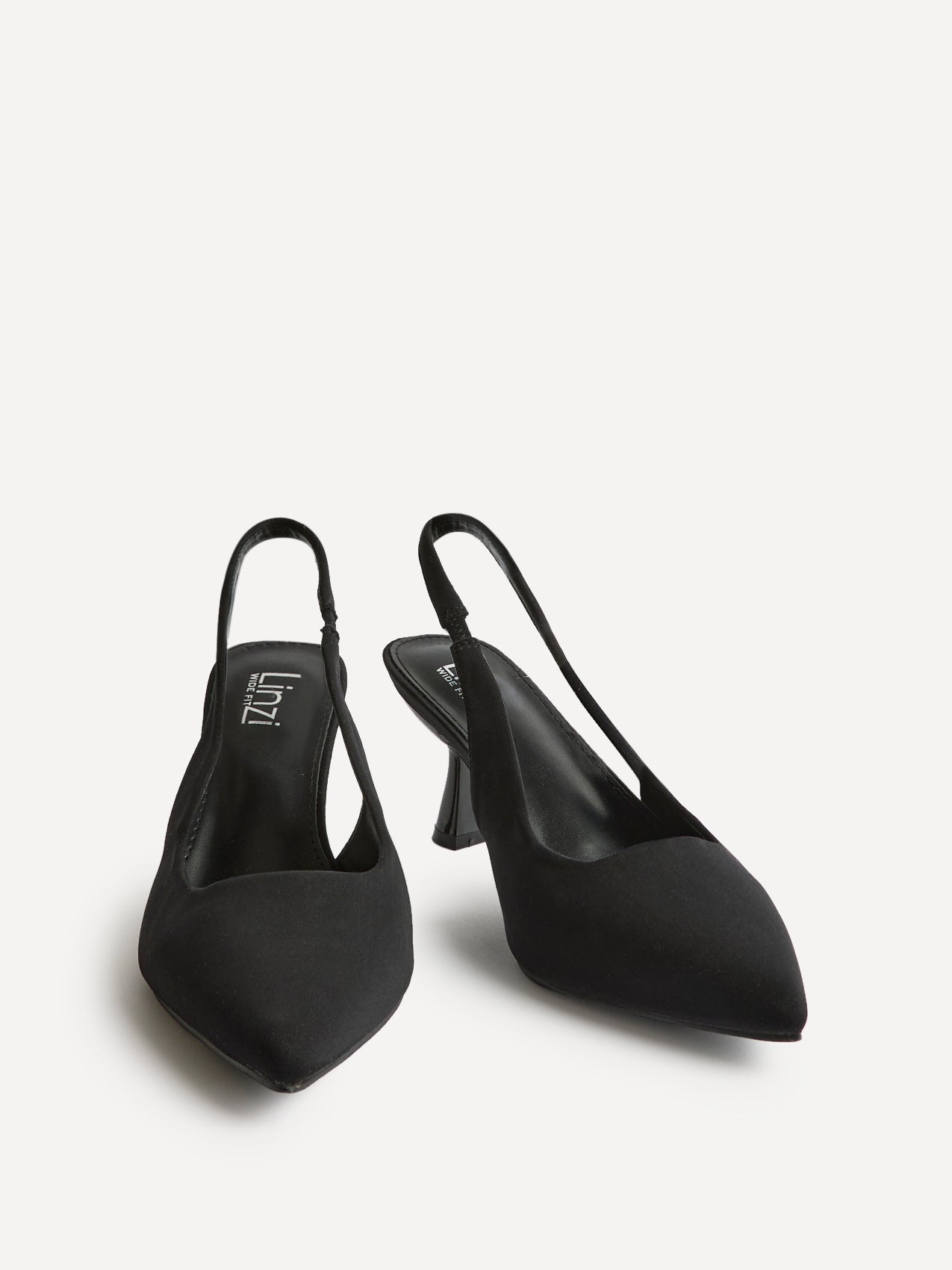 Izzie Wide Fit Black Lycra Court Heels