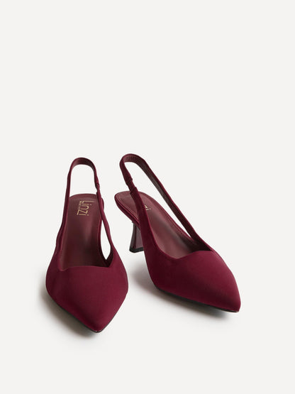 Izzie Wide Fit Burgundy Lycra Court Heels