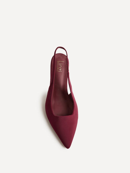 Izzie Wide Fit Burgundy Lycra Court Heels