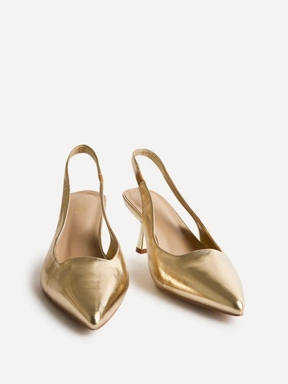 Izzie Wide Fit Gold Court Heels