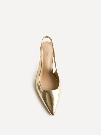 Izzie Wide Fit Gold Court Heels