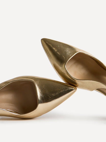Izzie Wide Fit Gold Court Heels