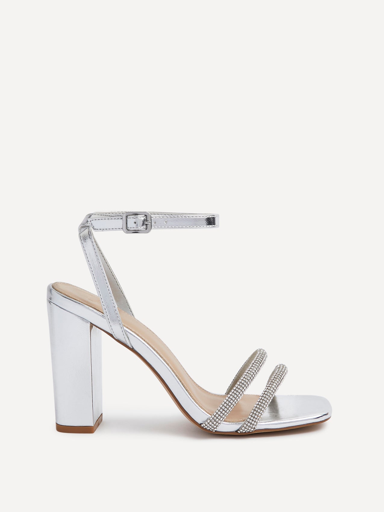 Imera Silver Diamante Heeled Sandals