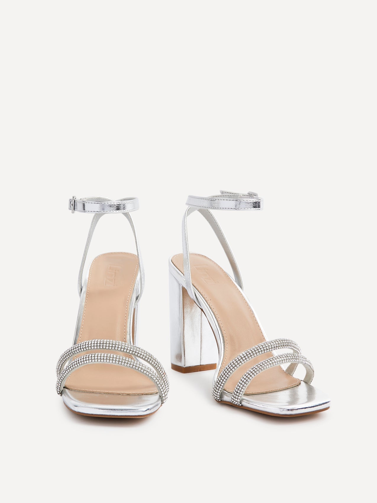 Imera Silver Diamante Heeled Sandals