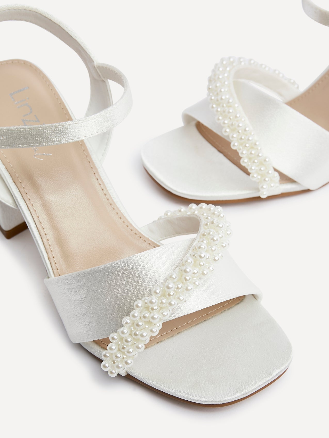 Iris Bridal Satin Pearl Embellished Heels