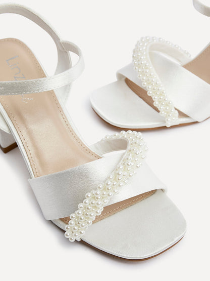 Iris Bridal Satin Pearl Embellished Heels