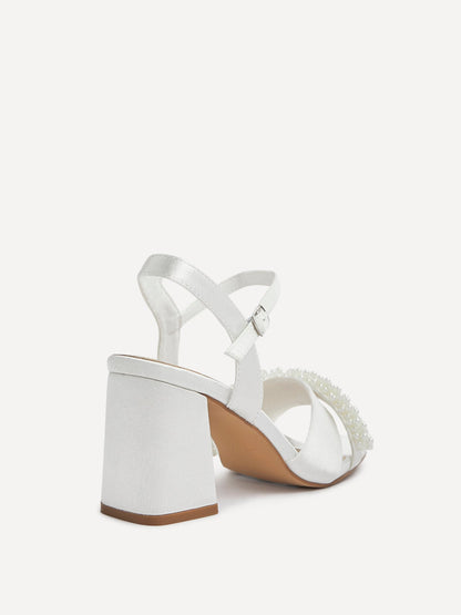 Iris Bridal Satin Pearl Embellished Heels