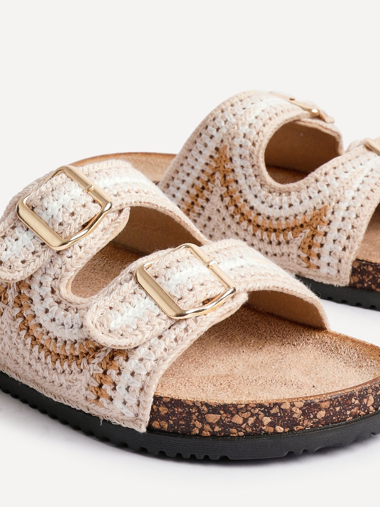 Jaylyn Beige Double Buckle Sandals