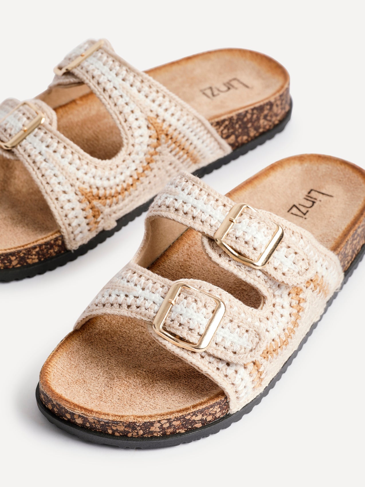 Jaylyn Beige Double Buckle Sandals