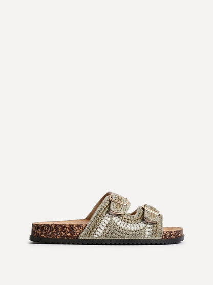 Jaylyn Khaki Double Buckle Sandals
