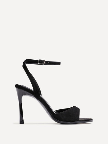 Jazz Black Faux Suede Stiletto High Heels