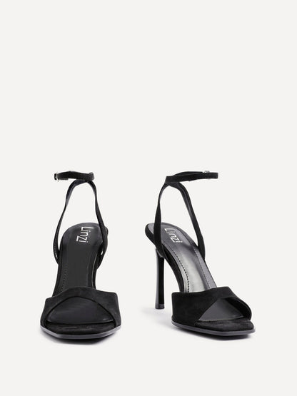 Jazz Black Faux Suede Stiletto High Heels