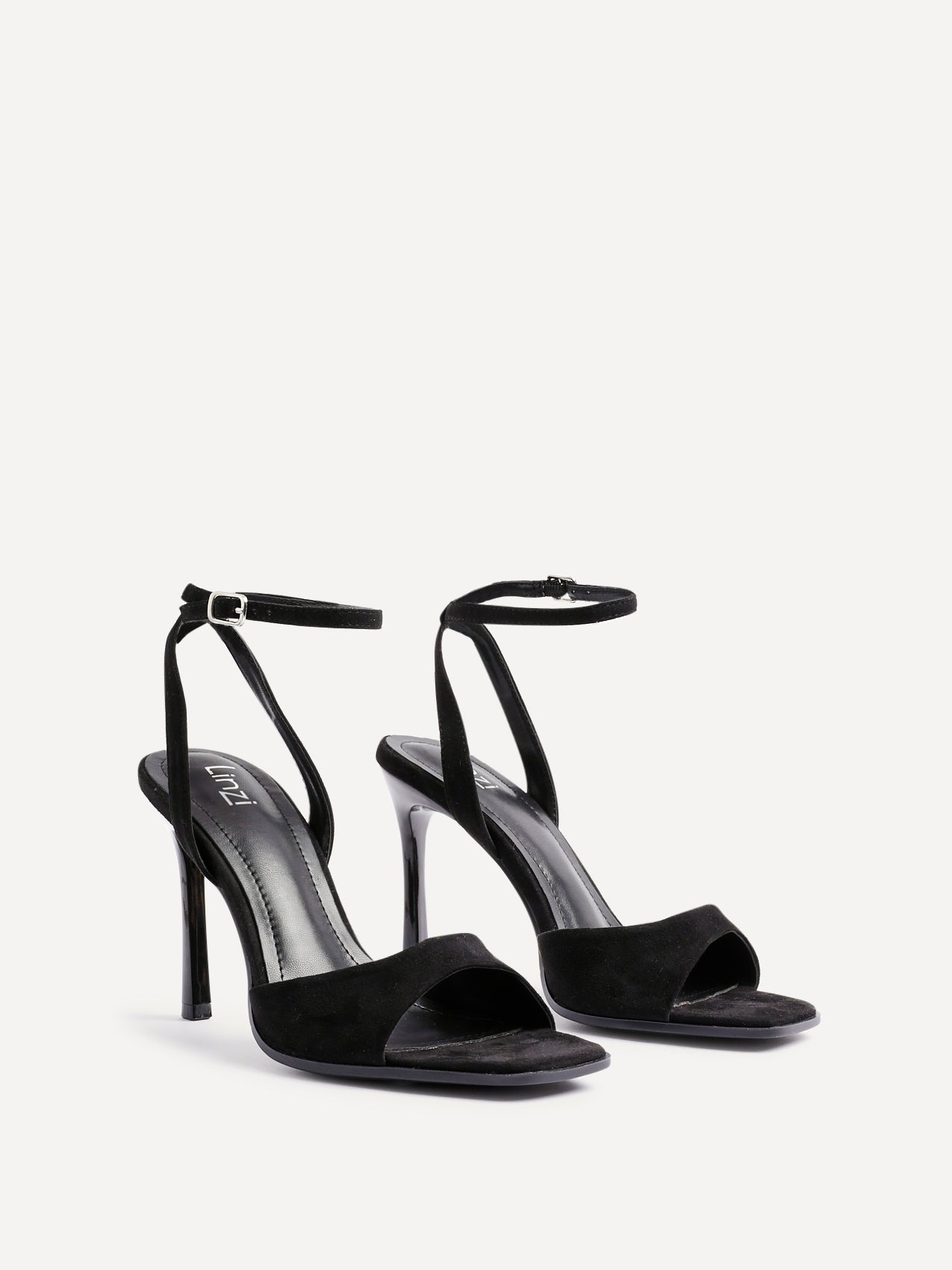 Jazz Black Faux Suede Stiletto High Heels