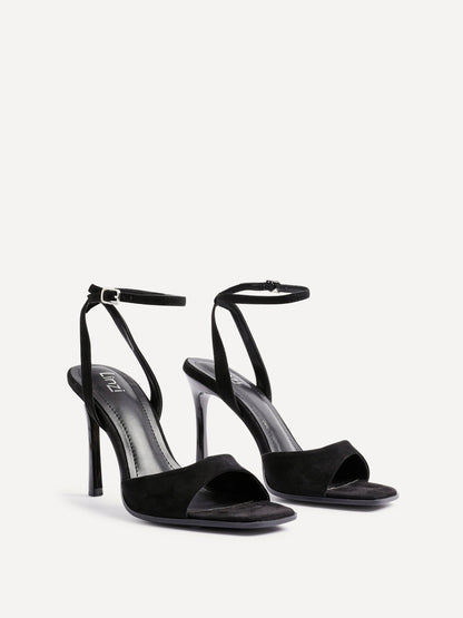 Jazz Black Faux Suede Stiletto High Heels