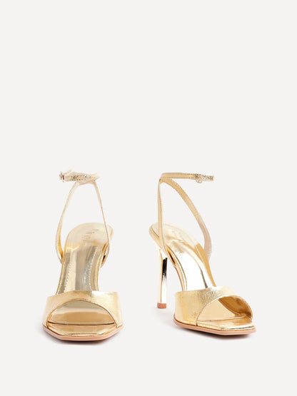 Jazz Gold Faux Leather Stiletto High Heels