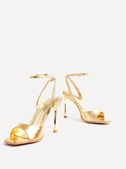 Jazz Gold Faux Leather Stiletto High Heels