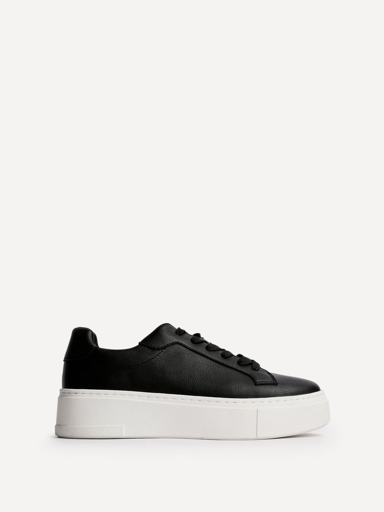 Jersey Black Faux Leather Trainers