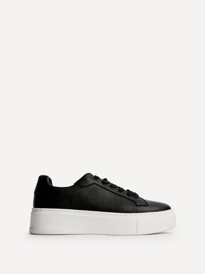 Jersey Black Faux Leather Trainers