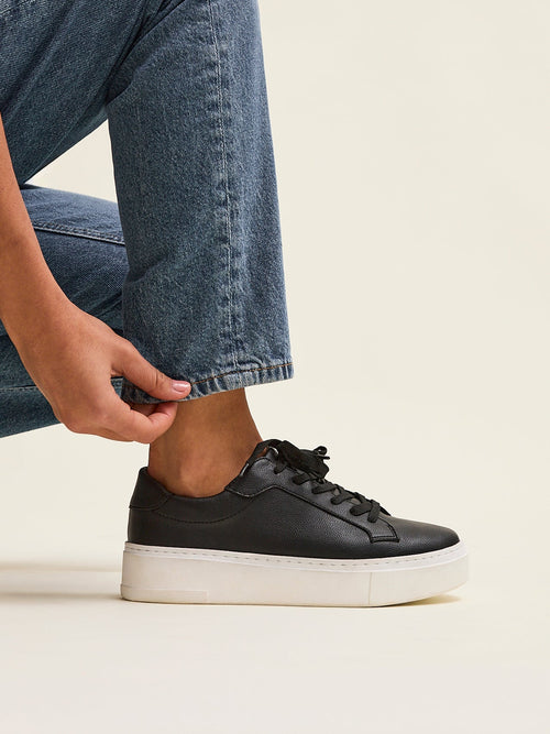 Jersey Black Faux Leather Trainers
