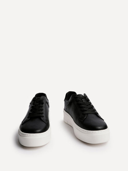 Jersey Black Faux Leather Trainers