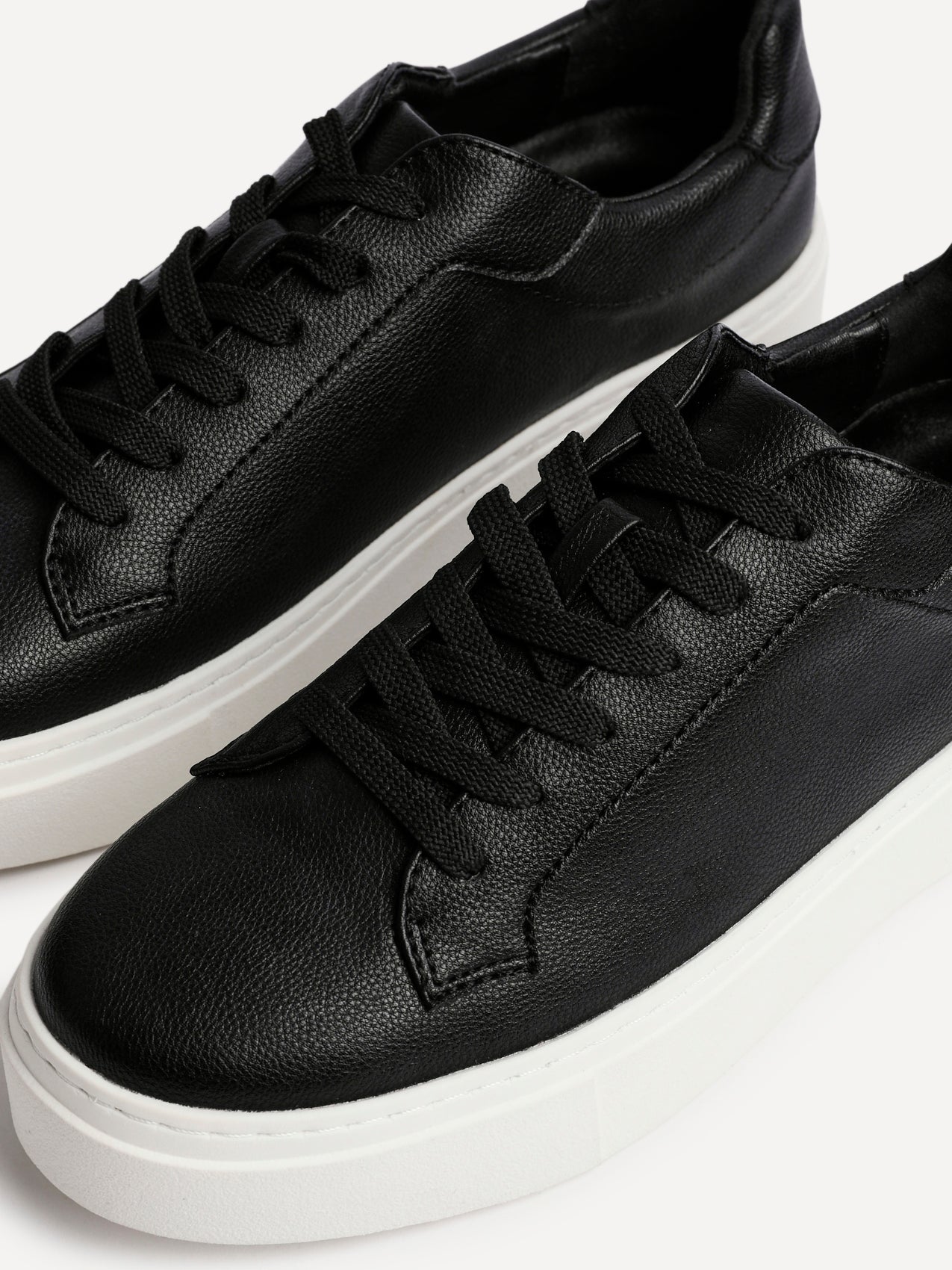 Jersey Black Faux Leather Trainers