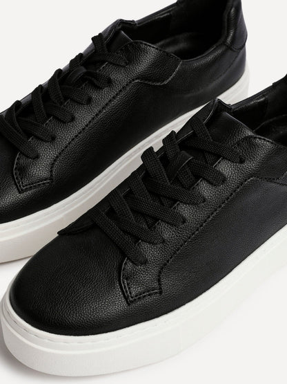 Jersey Black Faux Leather Trainers