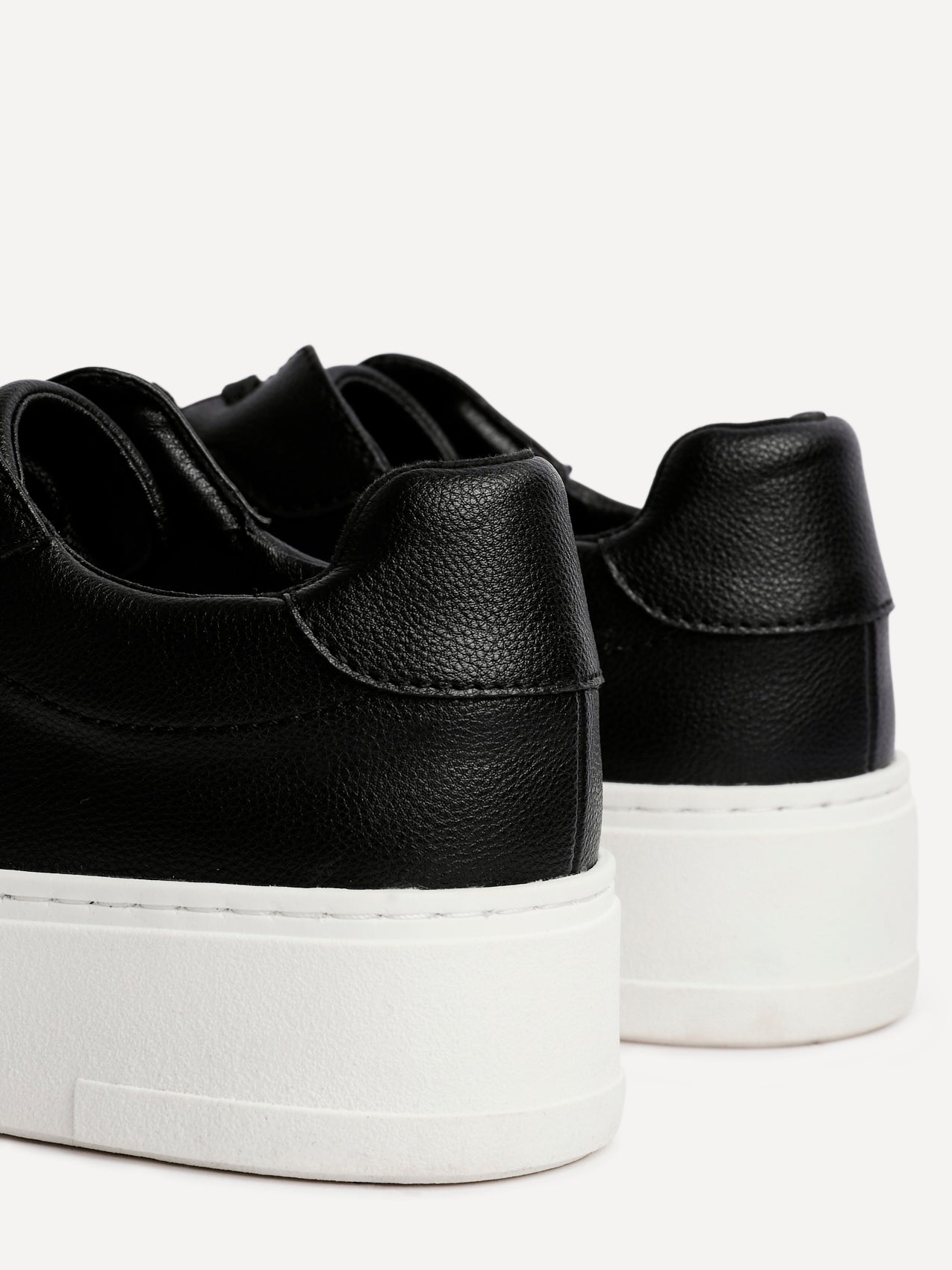 Jersey Black Faux Leather Trainers