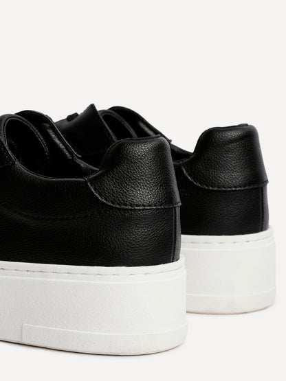 Jersey Black Faux Leather Trainers