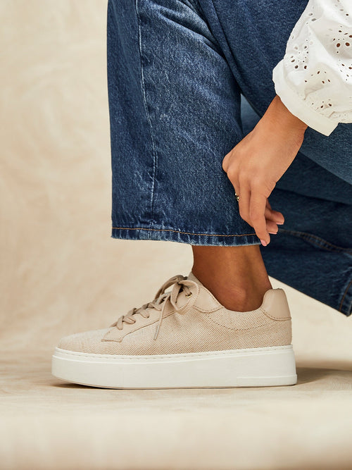 Jersey Nude Canvas Trainers