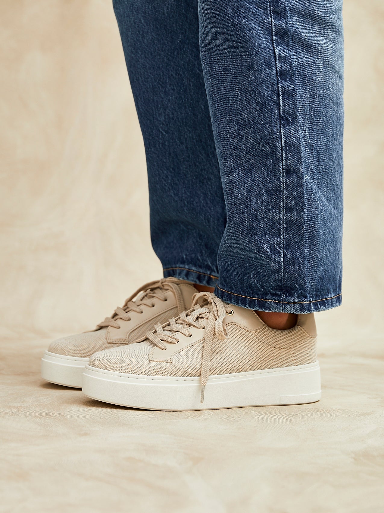 Jersey Nude Canvas Trainers