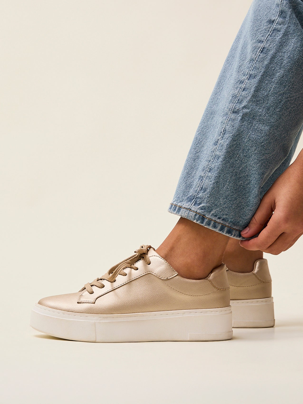Jersey Gold Faux Leather Trainers
