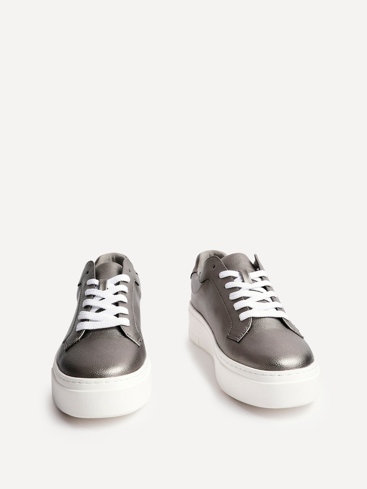 Jersey Pewter Faux Leather Trainers