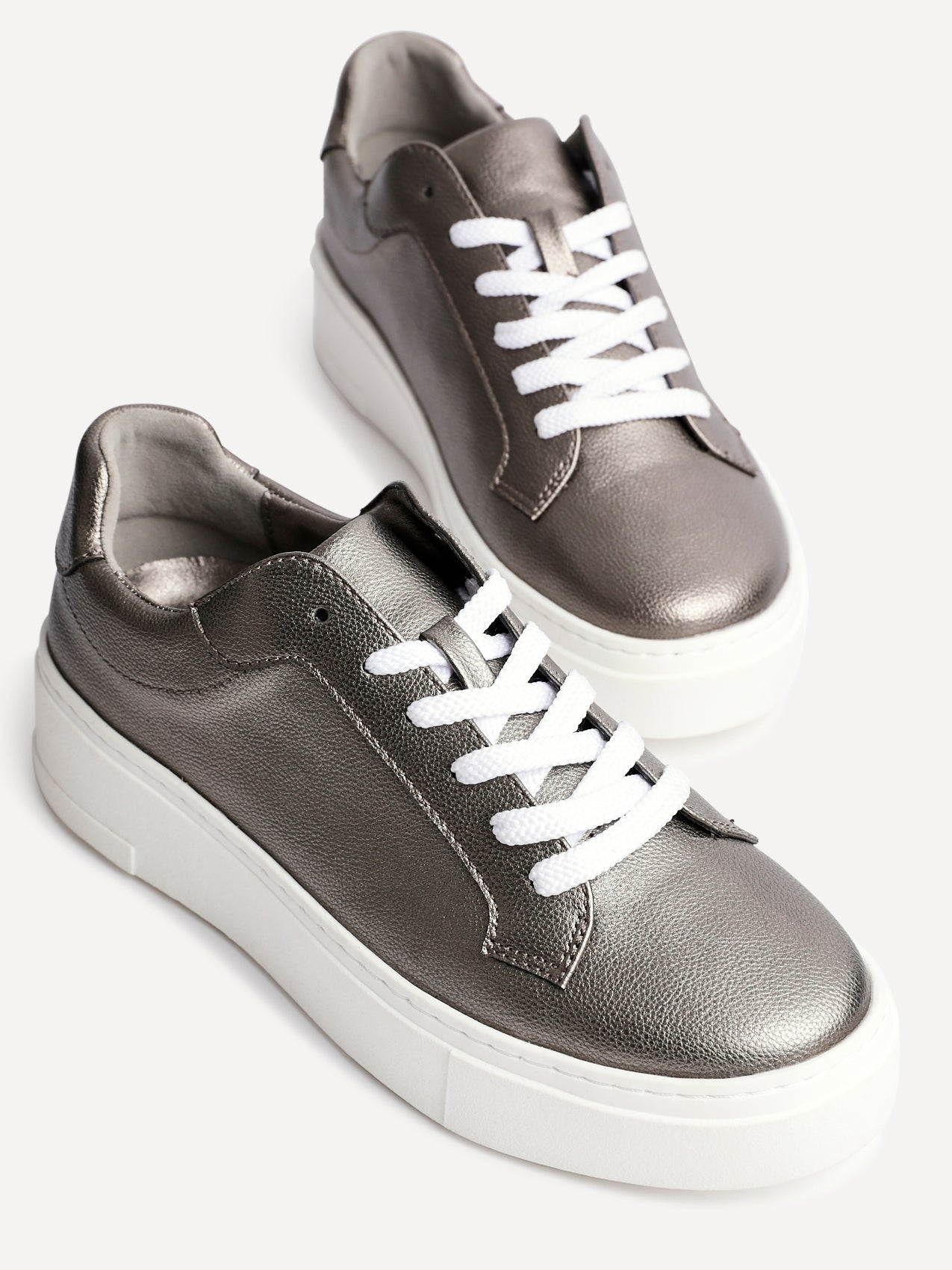 Jersey Pewter Faux Leather Trainers