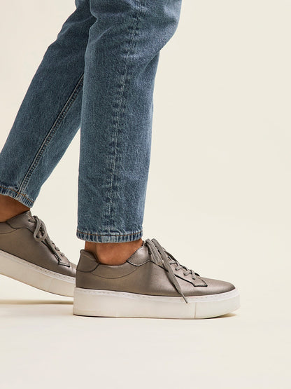 Jersey Pewter Faux Leather Trainers