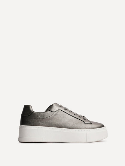 Jersey Pewter Faux Leather Trainers