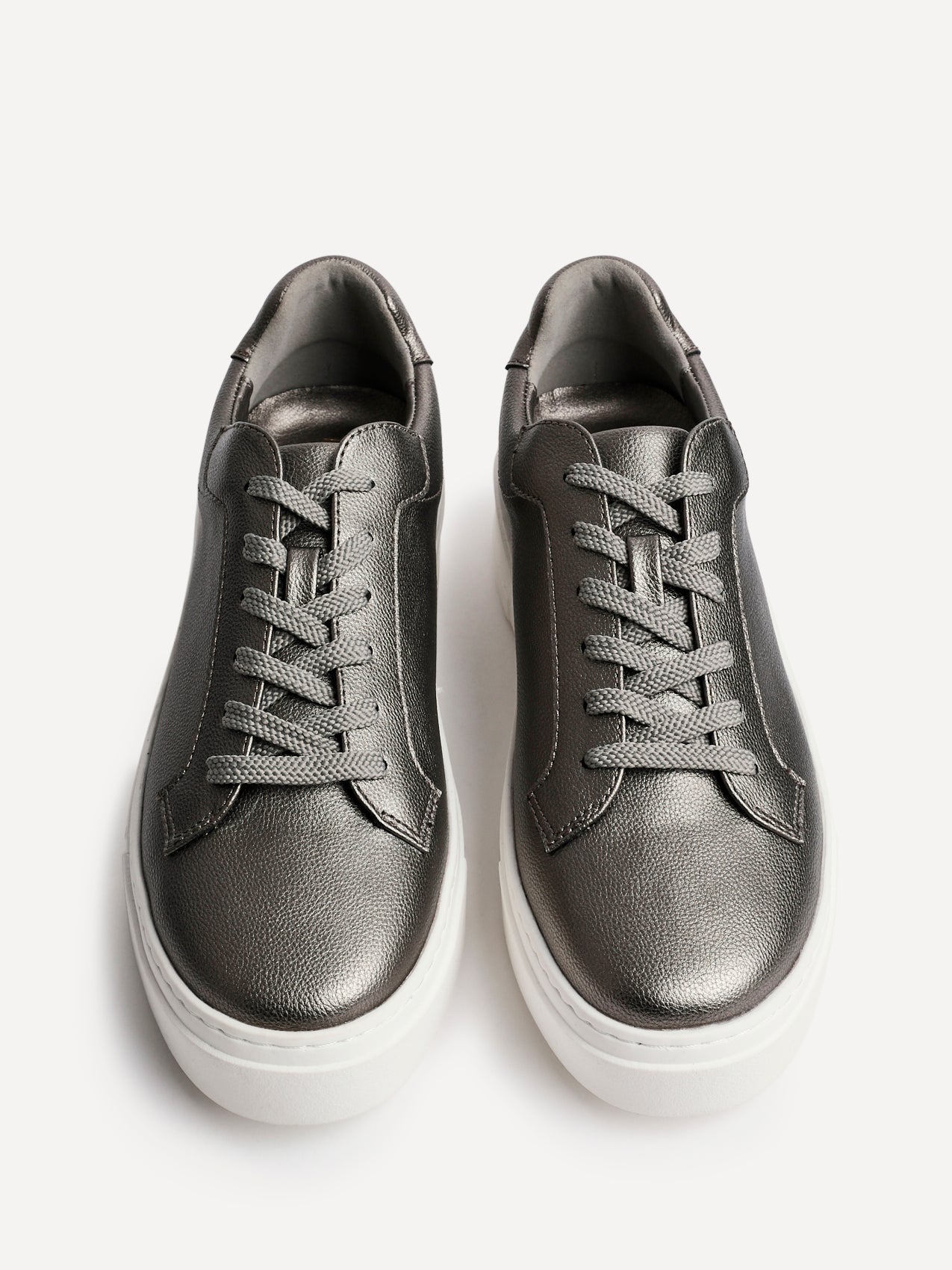 Jersey Pewter Faux Leather Trainers