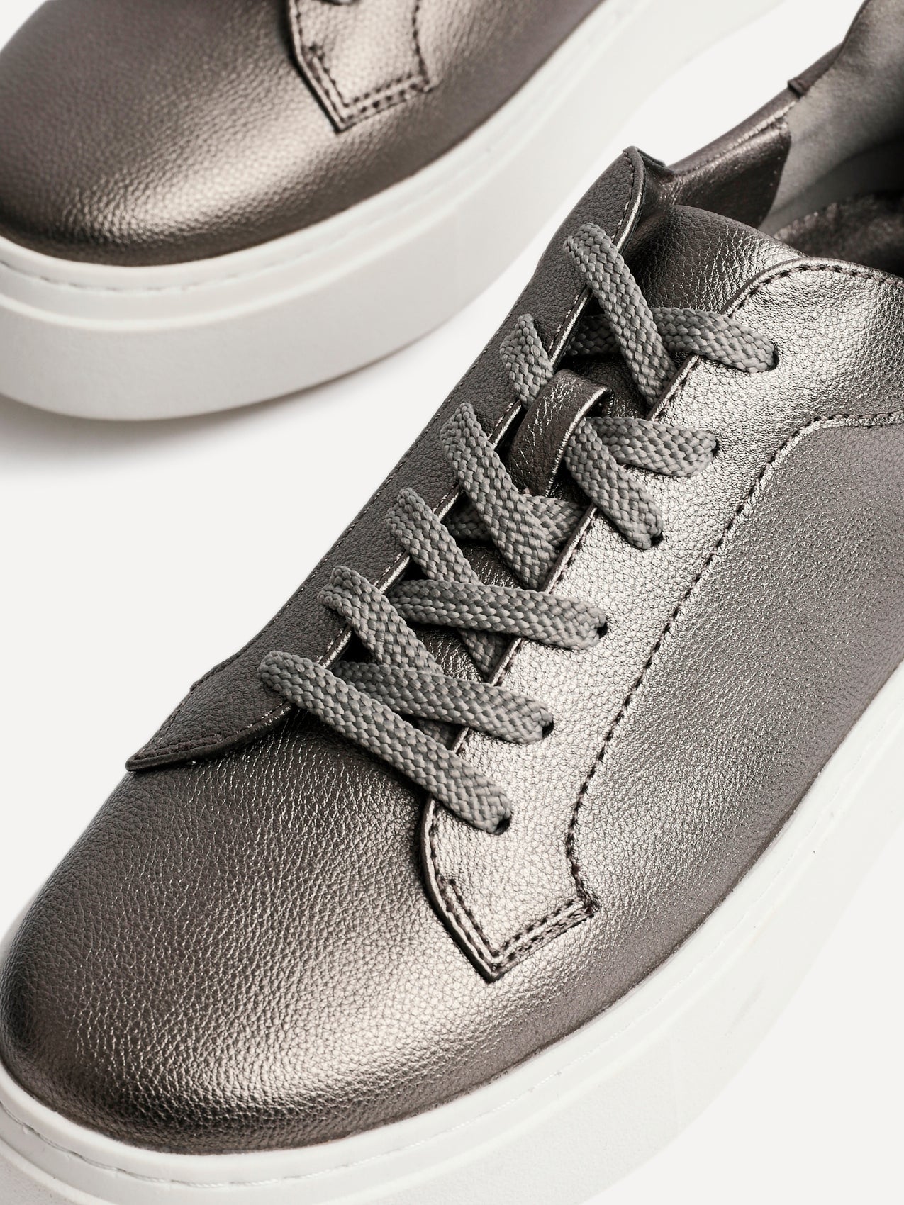 Jersey Pewter Faux Leather Trainers
