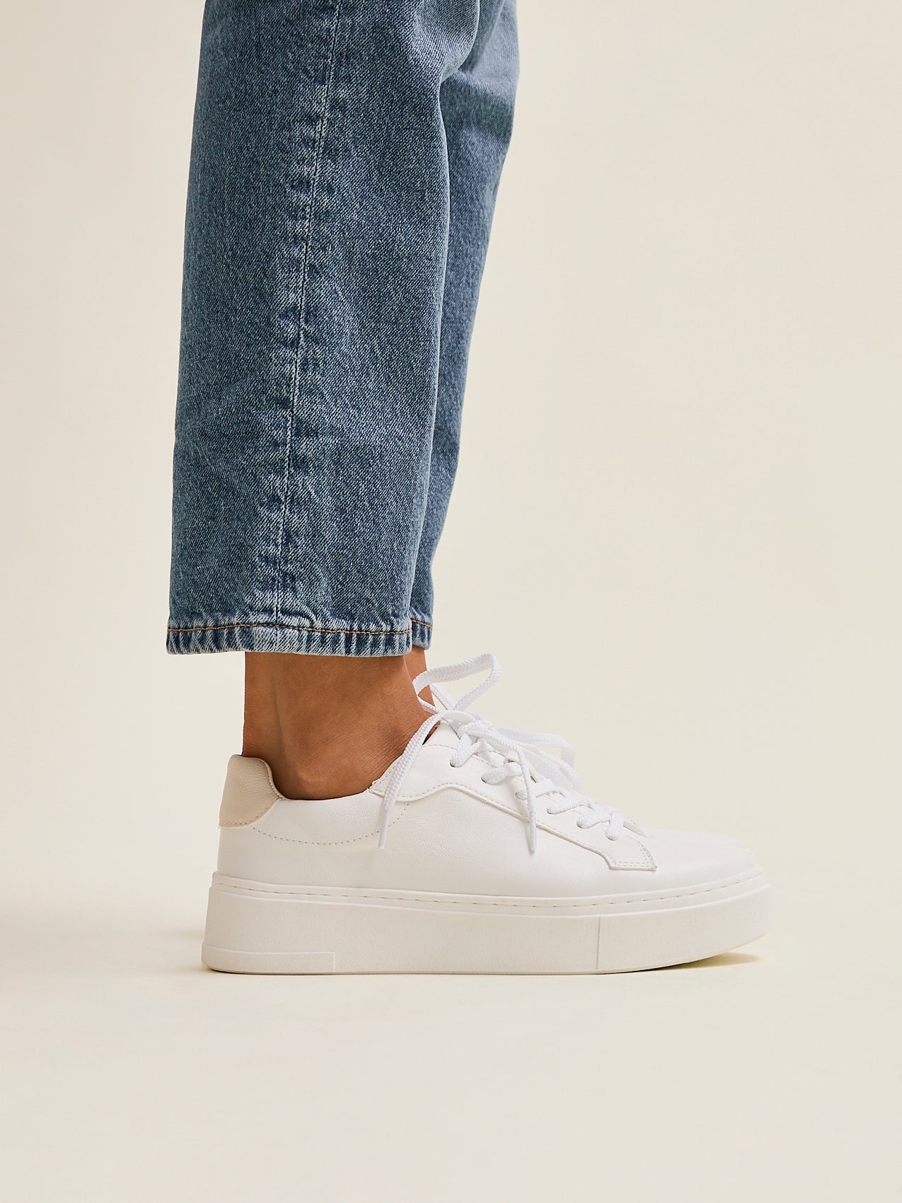 Jersey White Faux Leather Trainers