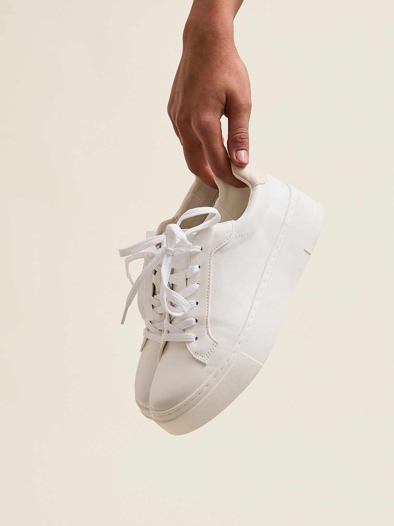 Jersey White Faux Leather Trainers