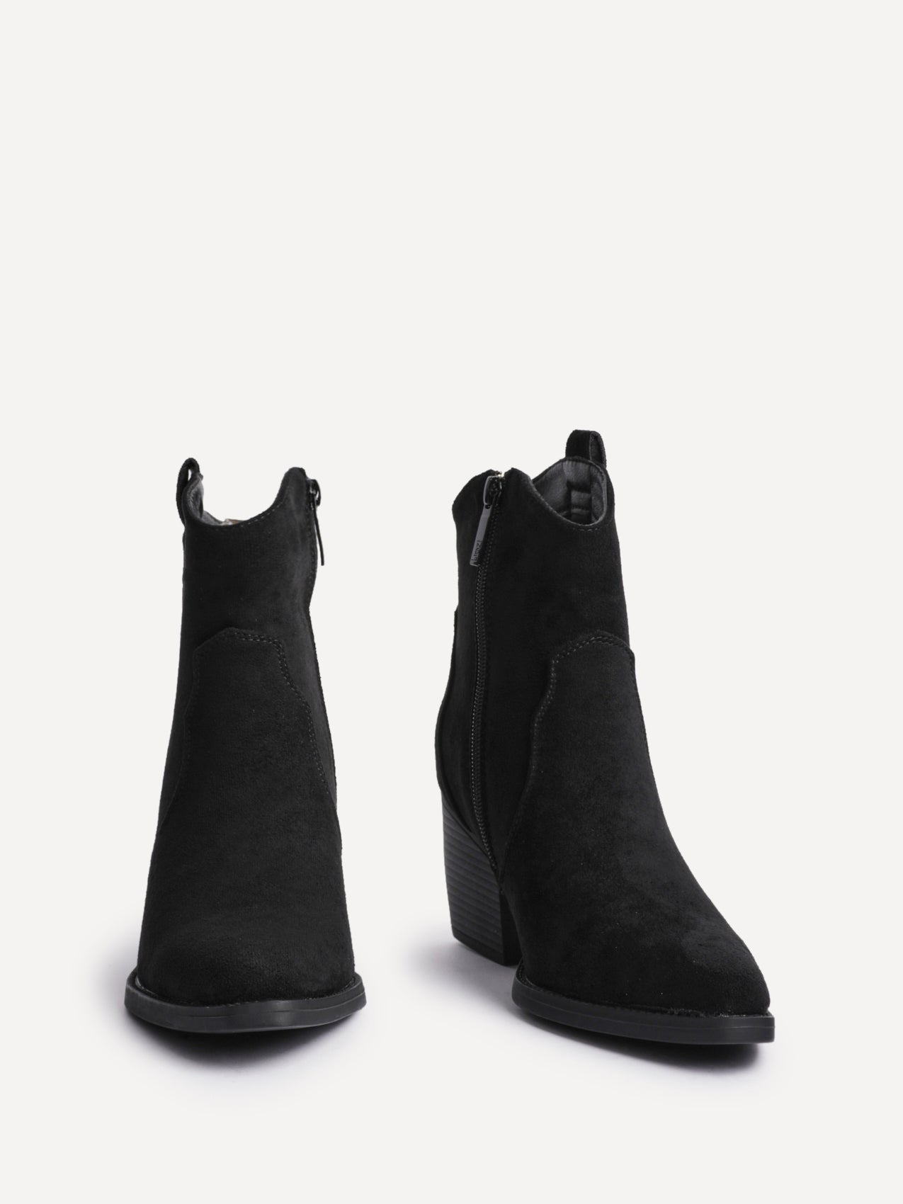 Jessie Black Faux Suede Cowboy Ankle Boots