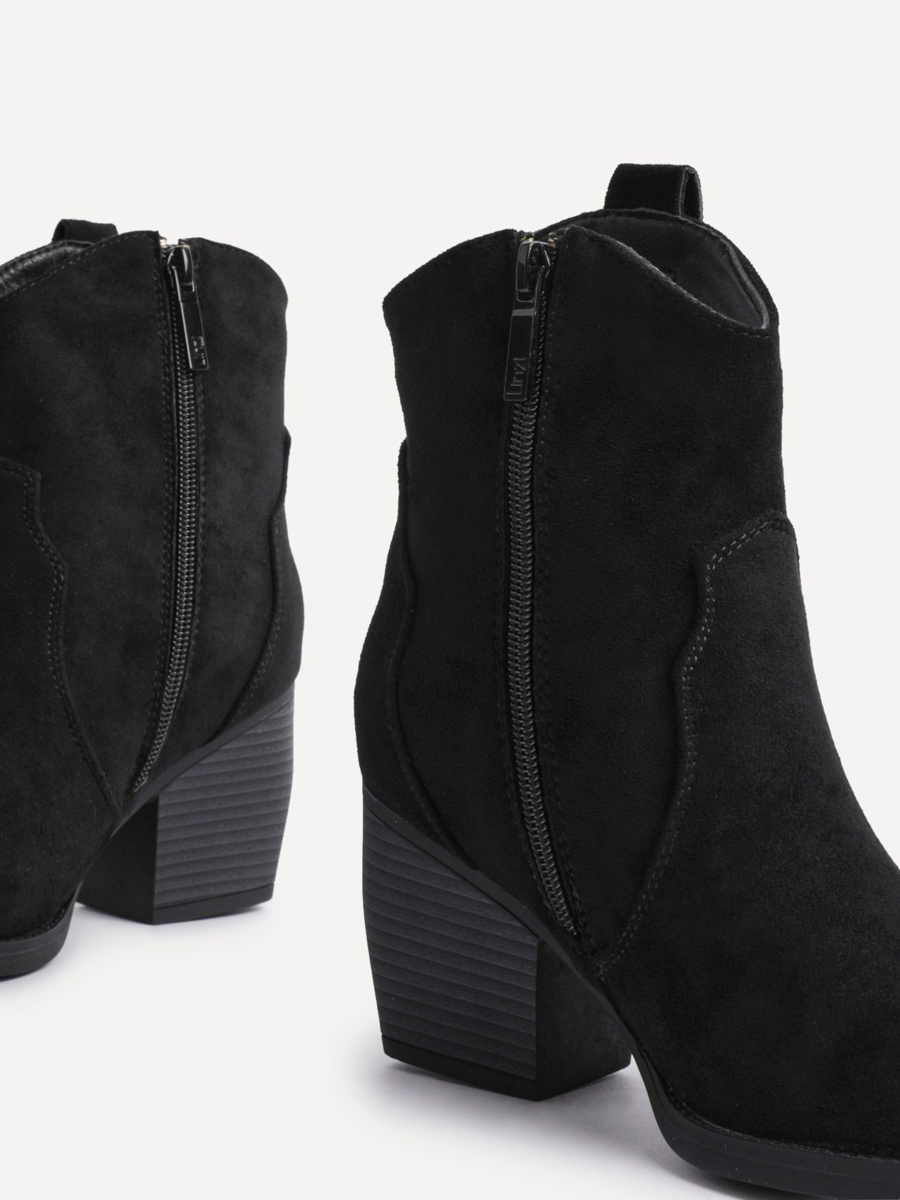 Jessie Black Faux Suede Cowboy Ankle Boots