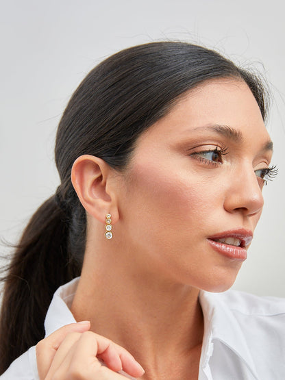 Dazzle Gold Crystal Drop Earrings